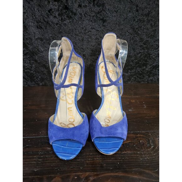 Sam Edelman Audrey Blue Suede Strappy Heels/Sz. 10M - Picture 5 of 7